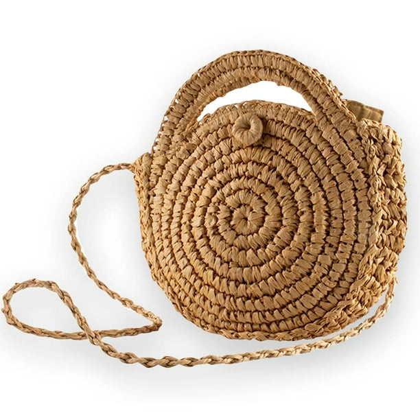 Womens Summer Beach Bags Satchel Adjustable Shoulder Leather Straps Circle Rattan Bag Handwoven Crossbody Small Handbag Womens Summer Beach Bags Satchel Adjustable Shoulder Leather Straps Circle Rattan Bag Handwoven Crossbody Small Handbag